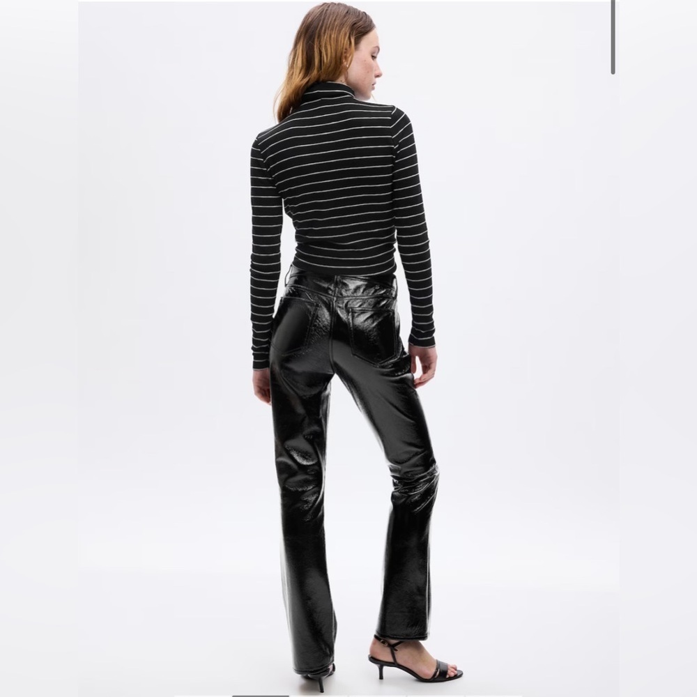NEW Gap Black Mid Rise Vegan Patent Leather Baby Boot Pants Size 27/ 4 - Picture 2 of 7